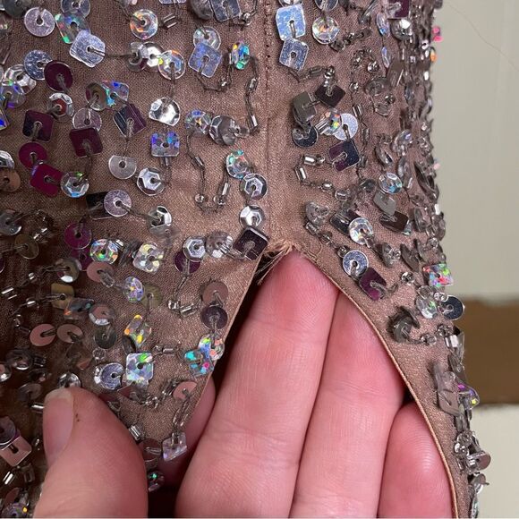 BG Haute silver all over sequin strapless evening prom gown size 2 - Picture 5 of 16